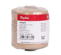 Rayher 7205303 Kettgarn, Rolle 220 m, Nr. 9, 0,8 mm stark, 6-fädig, beige, 100% Baumwolle, zum Bespannen von Webrahmen