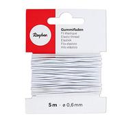Rayher 8909002 Gummifaden, 0,6 mm ø, Karte 5 m, weiß, elastische Gummischnur zum Nähen von Behelfsmasken, für Armbänder usw.