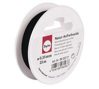 Rayher Aufreihseide, schwarz, 100% Polyamid, 0, 33 mm ø, Spule 25 m, Aufreihgarn für Perlen, Perlenaufreihgarn, Schmuckfaden, extrem reißfest, stabil, franst nicht aus, 8902201