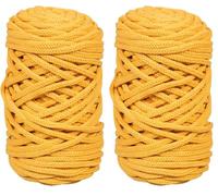 Rayher Braidy Recycling Garn, geflochten, 4 mm ø,honiggelb, 250 g Knäuel, Lauflänge ca. 60 m, Strickgarn, Häkelgarn, Textilgarn, Bastelgarn, Knüpfgarn, Macrameegarn, 42010166 (Packung mit 2)