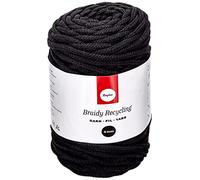 Rayher Braidy Recycling Garn, geflochten, 4 mm Ø, schwarz, 250 g Knäuel, Lauflänge ca. 60 m, Strickgarn, Häkelgarn, Textilgarn, Bastelgarn, 42010576