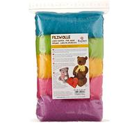 Rayher Hobby 53657000 Reine Schurwolle, Vlies, 5 Farben à 20 g, Sommermix, easy going, Gold