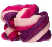 Rayher Hobby 5366300 Merino-Kammzug multicolor, Pink/Lila-Töne, 50 g im Band, fein, 21 mic, Filzwolle, Merinowolle, Kammzug, 100% Schafschurwolle zum Filzen