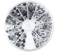 Rayher Hobby Rayher 15130801 Hotfix Strasssteine aus Glas, 2 - 5 mm ø gemischt, Farbe bergkristall, Box 580 St., Glas-Strasssteine, Schmucksteine zum Aufbügeln