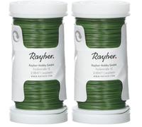 RAYHER HOBBY Rayher 2400113 Blumendraht, grün lackiert, 0,35 mm ø, Spule 100 m, Material Eisen, nickelfrei, Basteldraht, Wickeldraht (Packung mit 2)