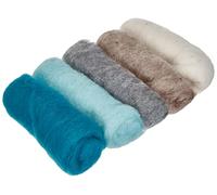 Rayher Hobby Rayher 5364700 Reine Schurwolle, Filzwolle, Vlies, 5 Farben á 20 g, (gesamt 100 g), Wintertöne, 100% Wolle zum Filzen, Märchenwolle, Wintermix Winter Lights