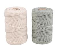 Rayher Makramee Garn, 2,2 mm ø, Set 2 Spulen à 70 m (ca. 200g/Spule) 1 Spule creme + 1 Spule eukalyptus, Strickgarn, Knüpfgarn, Häkelgarn, Textilgarn, Bastelgarn, 44000502