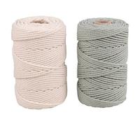 Rayher Makramee Garn, 2,2 mm ø, Set 2 Spulen à 70 m (ca. 200g/Spule) 1 Spule creme + 1 Spule eukalyptus, Strickgarn, Knüpfgarn, Häkelgarn, Textilgarn, Bastelgarn, 44000502