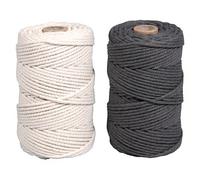 Rayher Makramee-Garn Ø 2,2 mm - Set 2 Spulen à 70 m, crème & schiefergrau