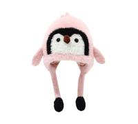 Rayson Baby Kinder Wintermütze mit Ohren Niedlich Pinguin Mütze Weiche Strickmütze Warme Kuschelige mit Fleece Futter für 1-6 Jahre Rosa