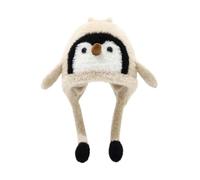 Rayson Baby Kinder Wintermütze mit Ohren Niedlich Pinguin Mütze Weiche Strickmütze Warme Kuschelige mit Fleece Futter für 1-6 Jahre Beige