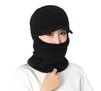 Rayson Balaclava Women Winter Knitted Hat Warm Multifunctional Thickened Face Hood Ski Mask Fleece Hat Scarf Headwear for Running Cycling Outdoor(Schwarz)