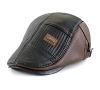 Rayson Schiebermütze aus PU-Leder für Herren verstellbar Schiebermütze Entenschnabel Klassische Baskenmütze Herbst und Winter(Schwarz)