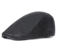 Rayson Schiebermütze PU-Leder Herren Winter Warme Retro Schirmmütze Newsboy Flatcap Gatsby Cabbie Hat(Schwarz,Einheitsgröße)