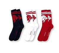 RB Leipzig Bull Socken - 3er Set - Socks schwarz-weiß-rot RBL - Plus Aufkleber Wir lieben Fussball Größe 43-46