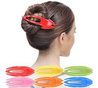 RC ROCHE 6 Stück Französische Haarspangen Haarklammern Damen - Geschwungen, fester Halt ohne Rutschen für dickes oder feines Haar, flache Clips zum Hochstecken, Klein Mini Regenbogen