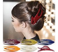 RC ROCHE 6 Stück Französische Haarspangen Haarklammern Damen - Geschwungen, fester Halt ohne Rutschen für dickes oder feines Haar, flache Clips zum Hochstecken, Klein Mini Klassisch