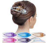 RC ROCHE 6 Stück Französische Haarspangen Haarklammern Damen - Geschwungen, fester Halt ohne Rutschen für dickes oder feines Haar, flache Clips zum Hochstecken, Klein Mini Transparent