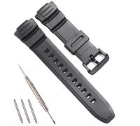 RCNZWQB Ersatz-Uhrenarmband aus Kunstharz für Casio MCW-100H WS-220 HDD-S100 Herren-Armband, wasserdicht, 16 mm, lässiges Armband (schwarz)