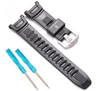 RCNZWQB Gummiband Ersatz für Casio Protrek PRG130-1V, PRW1500-1V 10290980 Herren Sport Uhrenarmband, Schwarz, 21 Millimeter, Edelstahl-Metallschnalle