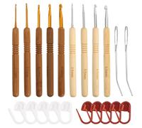 RDNKVB Häkelnadel Set Holz, 9 Größen, Häkelnadeln Holz mit Nadeln und Maschenmarkierern, Holzgriff für Anfänger & Häkelgarn 2mm 2,5mm 3mm 3,5mm 4mm 4,5mm 5mm 5,5mm 6mm