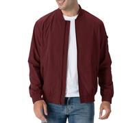 Rdruko Bomberjacke Herren Blouson jacke Übergangsjacke Leichte Fliegerjacke Herbst Male Freizeit Outdoor Jacken-Weinrot 3XL