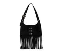 Rdxanc Retro-Wildleder-Unterarmtasche, Mehrzweck-Schultertaschen, Tragegriff oben, Geldbörse, Büro-Handtasche für Damen, lässiger täglicher Gebrauch, bequeme Reisetasche, Schwarz , One Size