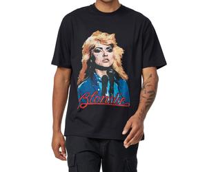 RE:COVERED X BLONDIE Herren nachhaltiges T-Shirt mit Debbie Harry-Print cooles Baumwoll-Shirt Band-Shirt MMESY127 Schwarz L