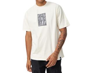 RE:COVERED X Bowie Herren T-Shirt mit "David Bowie King of Rock"-Print Baumwoll-Shirt Rundhals-Shirt MMPER769 Beige M