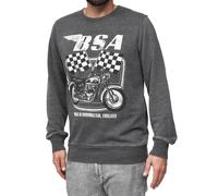 RE:COVERED X BSA Herren Rundhals-Pullover mit ‎‎"British Motor Flag"-Print Langarm-Shirt Sweat-Shirt MMBSA301 Grau S