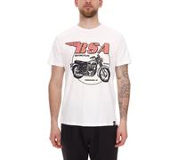 RE:COVERED X BSA Herren T-Shirt mit Birmingham Motorrad-Print Baumwoll-Shirt Rundhals-Shirt MMBSA296 Ecru-Weiß S