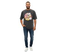 RE:COVERED X Cartoon Network Herren T-Shirt mit Cow & Chicken Print Baumwoll-Shirt Rundhals-Shirt RCWARN754 Grau L