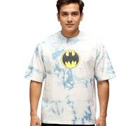 RE:COVERED X DC Herren T-Shirt BATMAN Split Baumwoll-Shirt im Batik-Design Rundhals-Shirt RCWARN553 Grau S