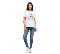 RE:COVERED X Disney Damen nachhaltiges T-Shirt mit Mickey Mouse Aufdruck in Pastell-Farben Baumwoll-Shirt Rundhals-Shirt RCDIF2072 Weiß XS