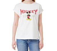 RE:COVERED X Disney Damen T-Shirt mit Mickey Mouse 1928 Print Baumwoll-Shirt Rundhals-Shirt RCDIF2061 Weiß S