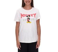 RE:COVERED X Disney Damen T-Shirt mit Mickey Mouse Print Baumwoll-Shirt Rundhals-Shirt MMDIS2587 Wollweiß M