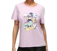 RE:COVERED X Disney Damen T-Shirt mit Micky Maus Aufdruck Baumwoll-Shirt Rundhals-Shirt RCDIF2071 Flieder S