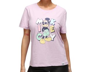 RE:COVERED X Disney Damen T-Shirt mit Micky Maus Aufdruck Baumwoll-Shirt Rundhals-Shirt RCDIF2071 Flieder M