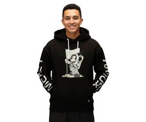RE:COVERED X Disney Herren Kapuzen-Pullover mit Mickey Mouse-Print Baumwoll-Hoody Langarm-Shirt RCDIF2049 Schwarz M