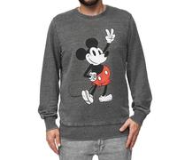 RE:COVERED X DISNEY Herren Rundhals-Pullover mit MICKEY MOUSE Print Alltags-Sweater mit Baumwollanteil MMDIS2489 Grau L