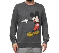 RE:COVERED X DISNEY Herren Rundhals-Pullover mit MICKEY MOUSE Print Alltags-Sweater mit Baumwollanteil MMDIS2486 Grau L
