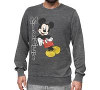 RE:COVERED X DISNEY Herren Rundhals-Pullover mit MICKEY MOUSE Print Alltags-Sweater mit Baumwollanteil MMDIS2492 Grau M