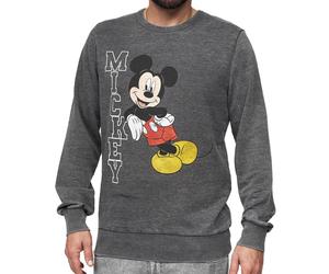 RE:COVERED X DISNEY Herren Rundhals-Pullover mit MICKEY MOUSE Print Alltags-Sweater mit Baumwollanteil MMDIS2492 Grau S