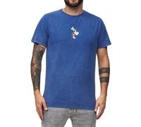 RE:COVERED X Disney Herren T-Shirt mit Goofy Profil Schriftzug Print Baumwoll-Shirt Rundhals-Shirt MMDIS2508 Blau S