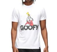 RE:COVERED X Disney Herren T-Shirt mit großem Goofy Geef Print Baumwoll-Shirt Rundhals-Shirt MMDIS2797 Weiß M