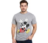 RE:COVERED X Disney Herren T-Shirt mit Panik Mickey Print Baumwoll-Shirt Rundhals-Shirt MMDIS2295 Grau M