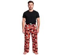 RE:COVERED X Disney Mickey Mouse Loungepants Herren Schlafanzug-Hose mit Mickey Mouse Print Baumwolle Pyjama-Hose RCDIF2103 Rot XXL