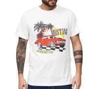 RE:COVERED X FORD Mustang Herren T-Shirt mit Auto-Aufdruck Baumwoll-Shirt Kurzarm-Shirt MMFRD377 Woll-Weiß M