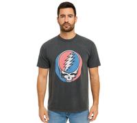 RE:COVERED X Grateful Dead Herren T-Shirt mit großem Bandlogo Baumwoll-Shirt Kurzarm-Shirt RCWBROS169 Grau S