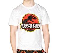 RE:COVERED X Jurassic Park T-Shirt Herren Rundhals-Shirt mit ‎‎Logo-Print Baumwoll-Shirt MMUNV2457 Hellbeige XL